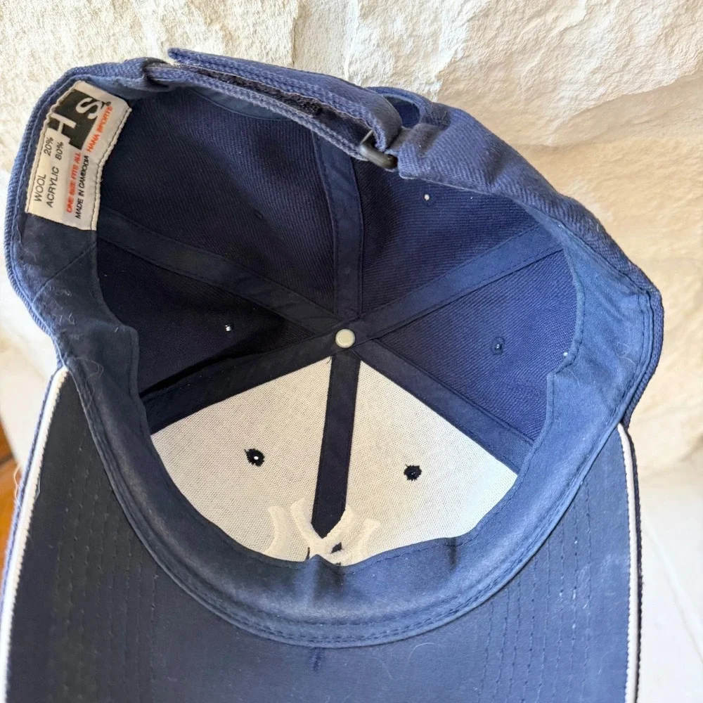 Hana‎ Sports New York Yankees Baseball Cap Navy Blue Wool Blend OSFA Hat